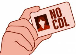 Illustration of hand holding a card labeled No CDL